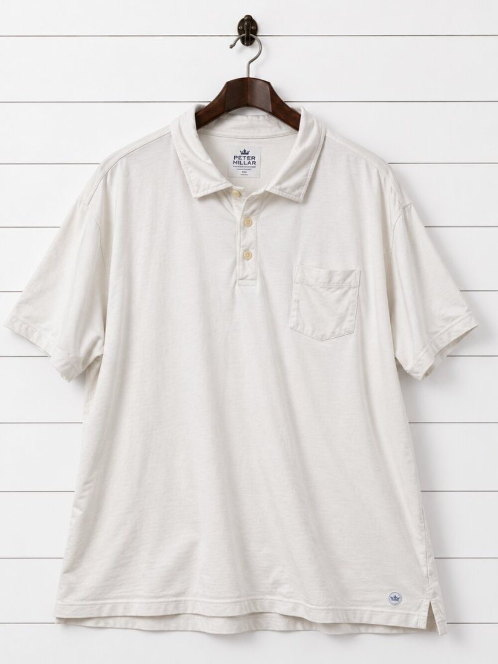 Peter Millar Seaside Wash White Polo XXL Coastal Preppy Golf Stretch Pocket
